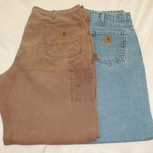 LOT OF 2 CARHARTT COTTON DUCK PANTS 40 x 34